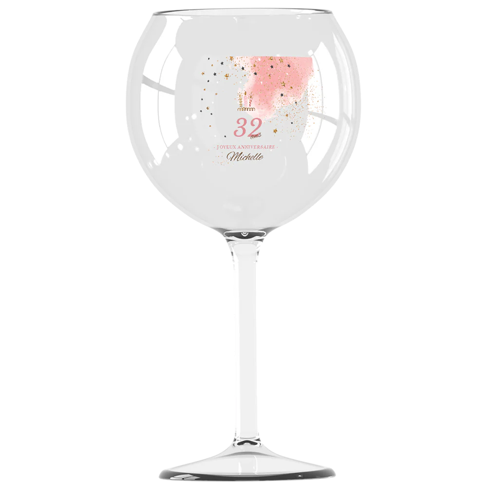 Verre piscine personnalisé - Anniversaire Rose & Doré