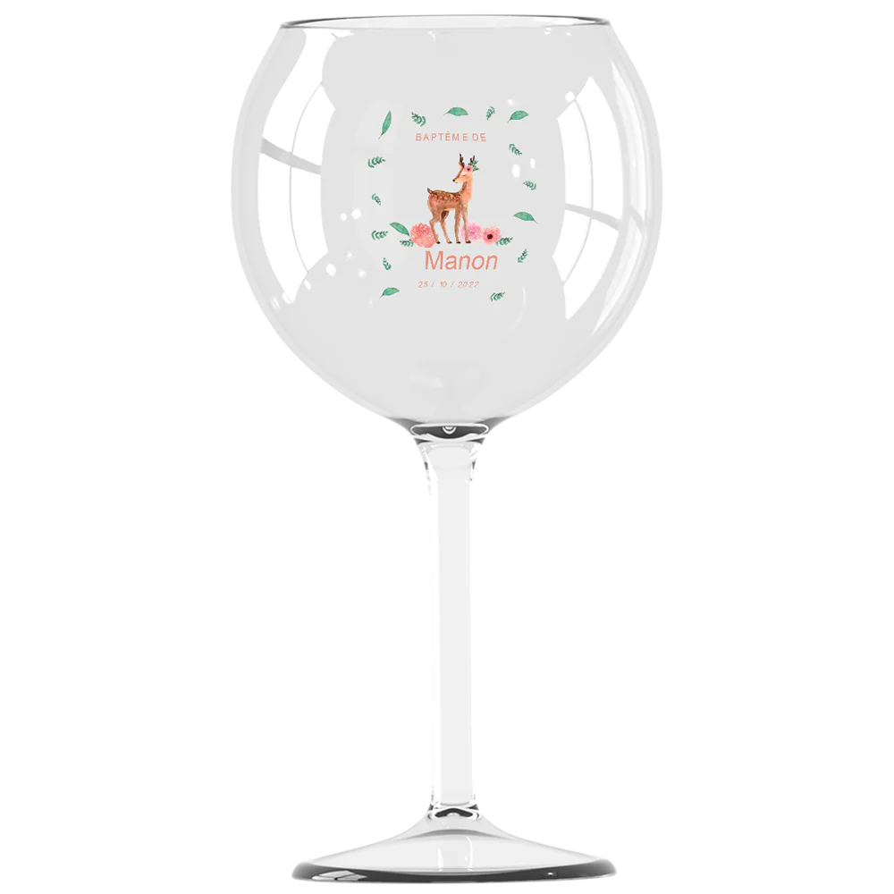 Verre piscine personnalisé - Baptême Faon