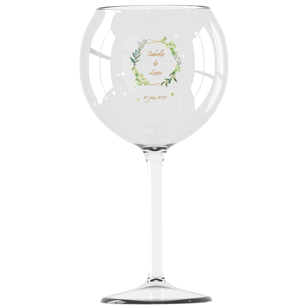 Verre piscine personnalisé - Mariage Encadrement Vert