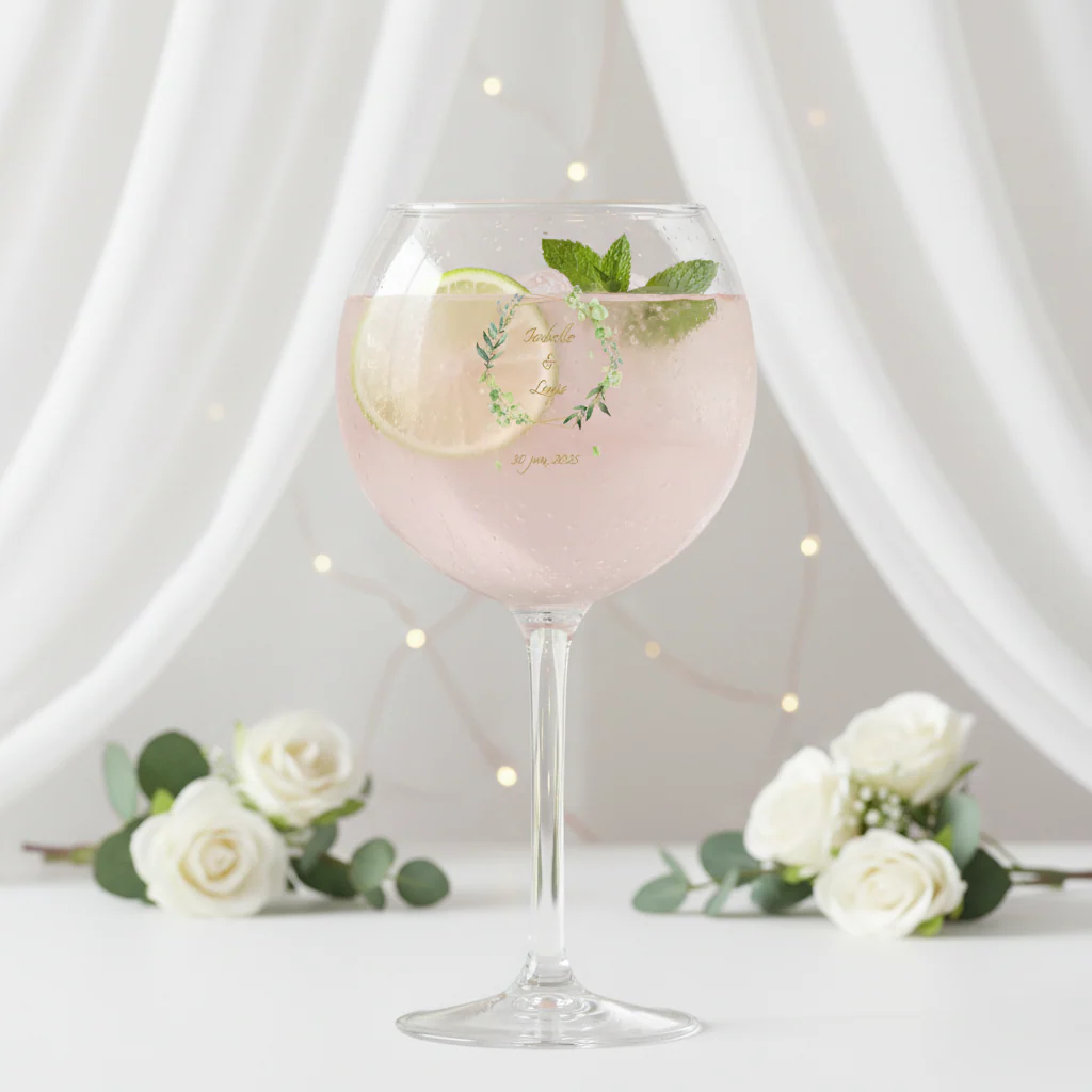 Verre piscine personnalisé - Mariage Encadrement Vert - Image 2