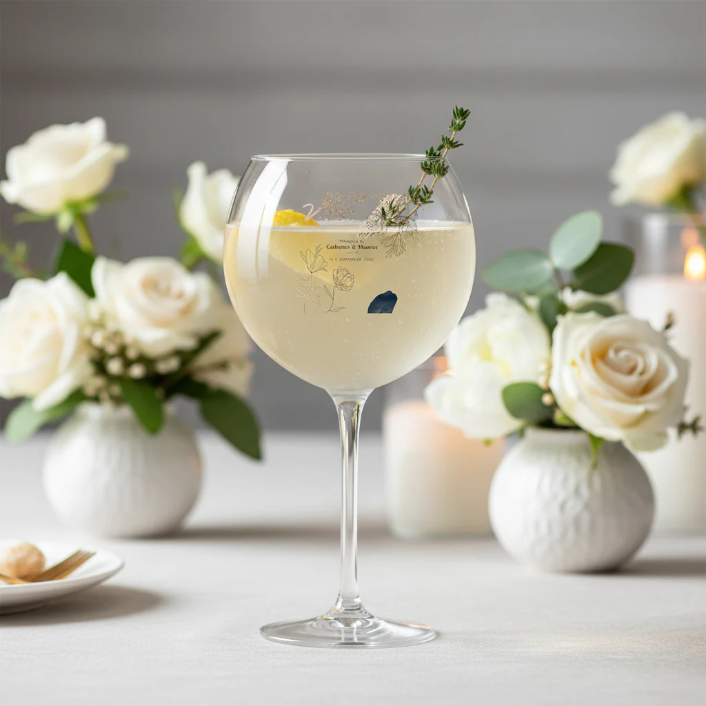 Verre piscine personnalisĂ© - Mariage Moderne ChampĂȘtre - Image 2