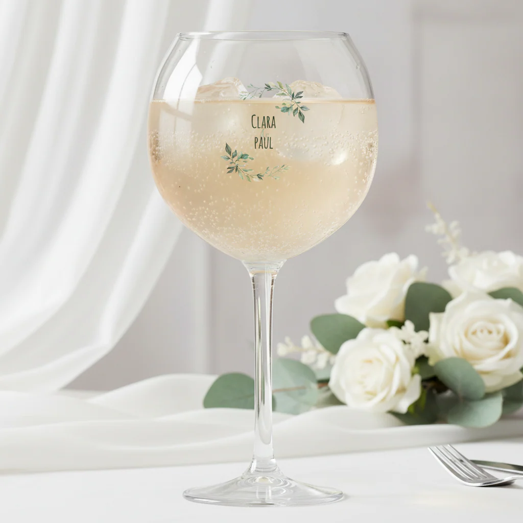 Verre piscine personnalisé - Mariage Paix - Image 2