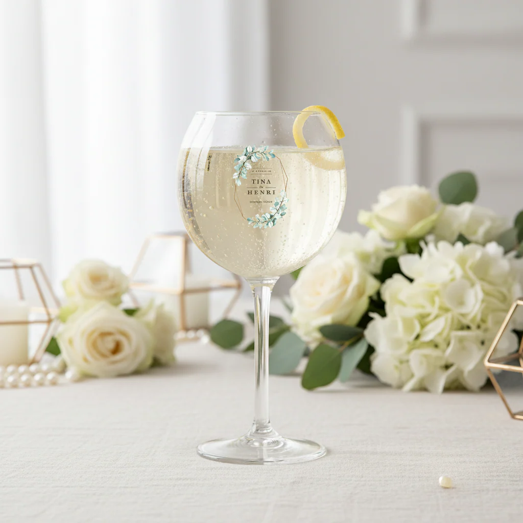 Verre piscine personnalisé - Mariage Vert & Doré - Image 2